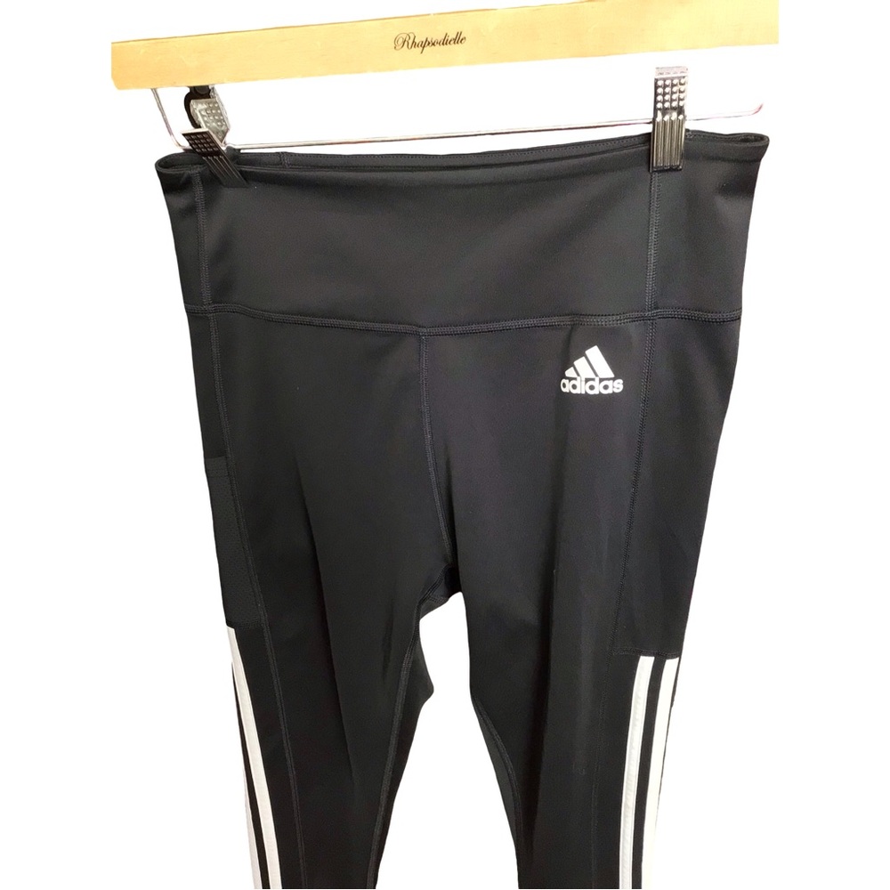 Adidas Kids Black and White Striped Leggings - Picture 3 of 5